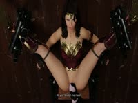 Big horse dick wrecks Wonderwoman's shaved pussy